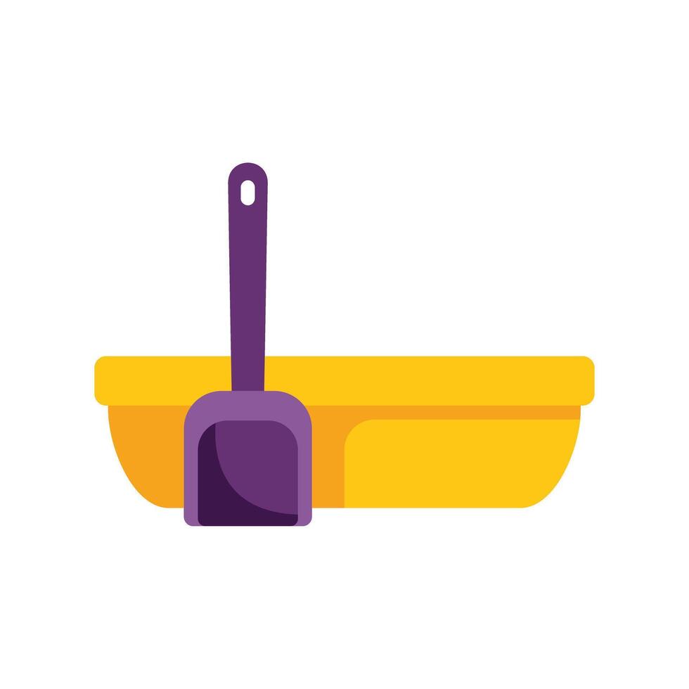 Yellow sandbox toy with purple scoop for summer fun vector