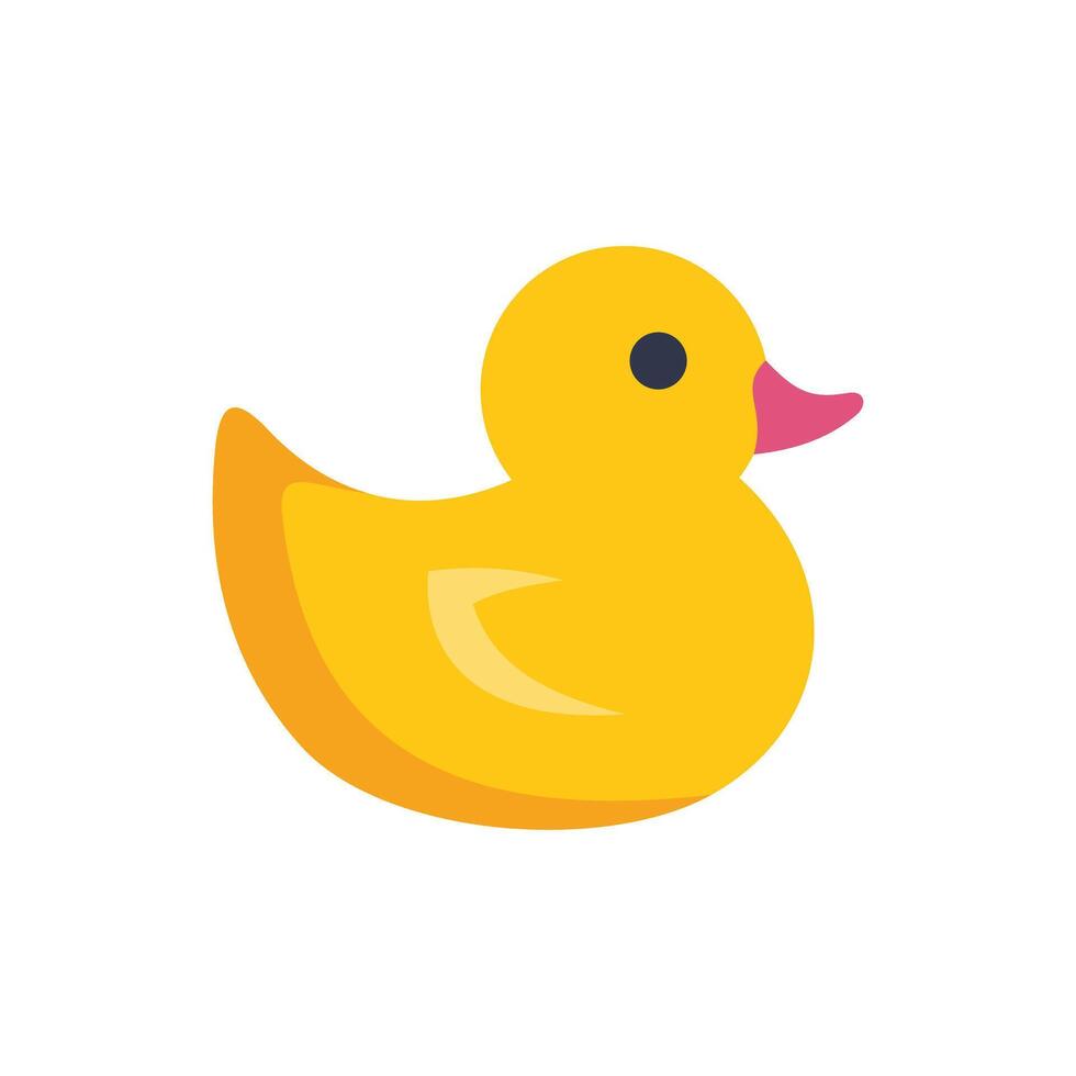 Yellow rubber duck floating on water, minimalist illustration vector