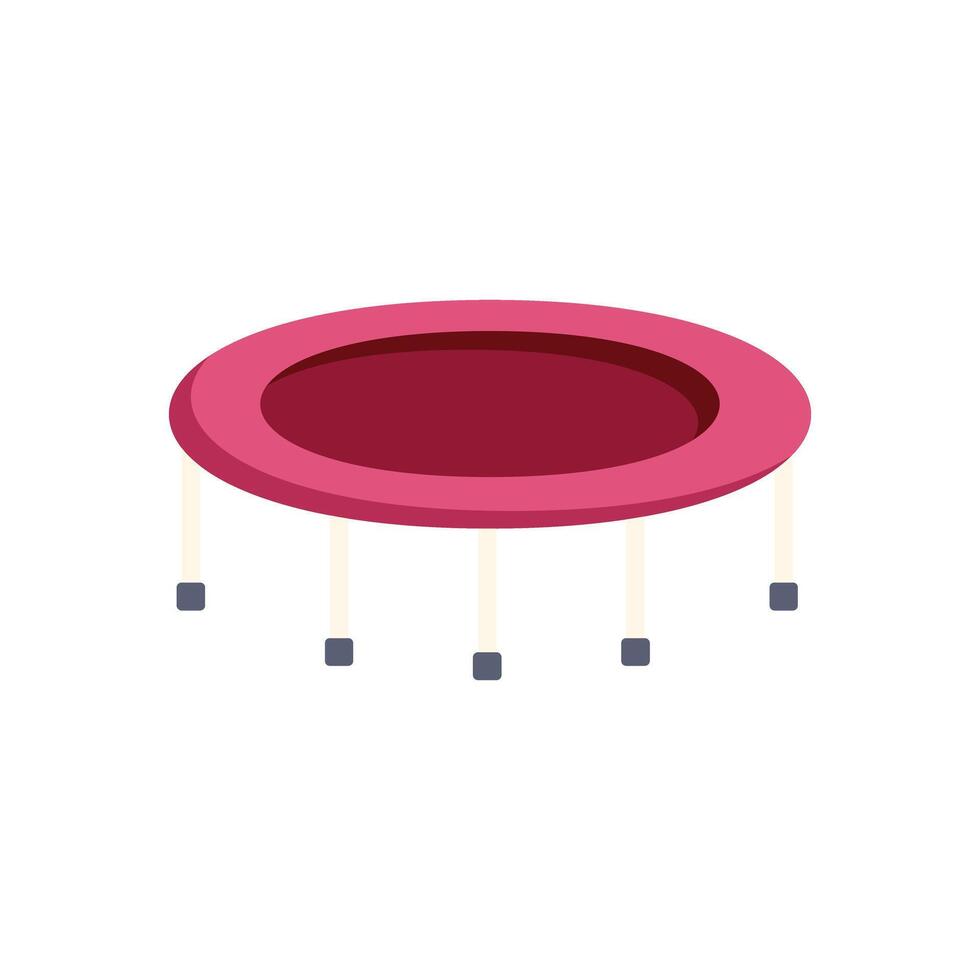 Round pink trampoline standing on six legs for jumping and bouncing vector