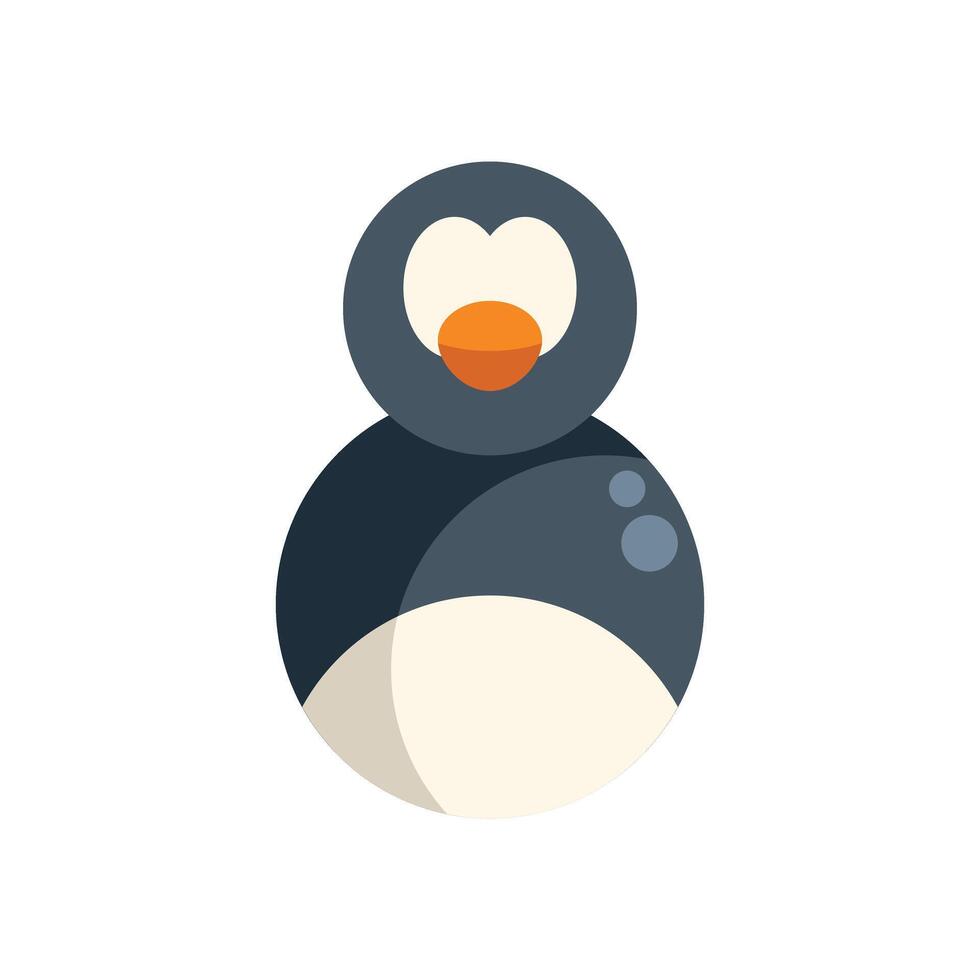 Cute penguin character standing and looking forward, minimalist illustration vector