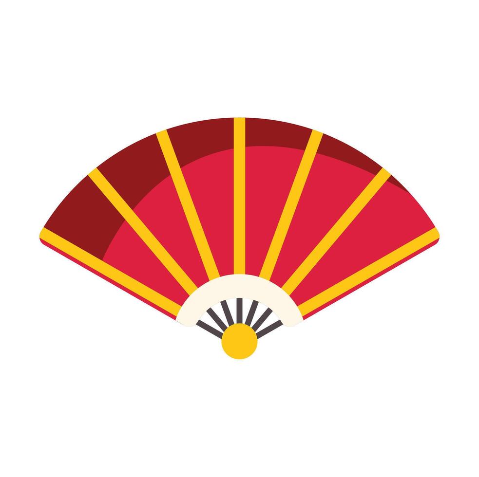 Traditional red and gold handheld folding fan celebrating asian culture vector