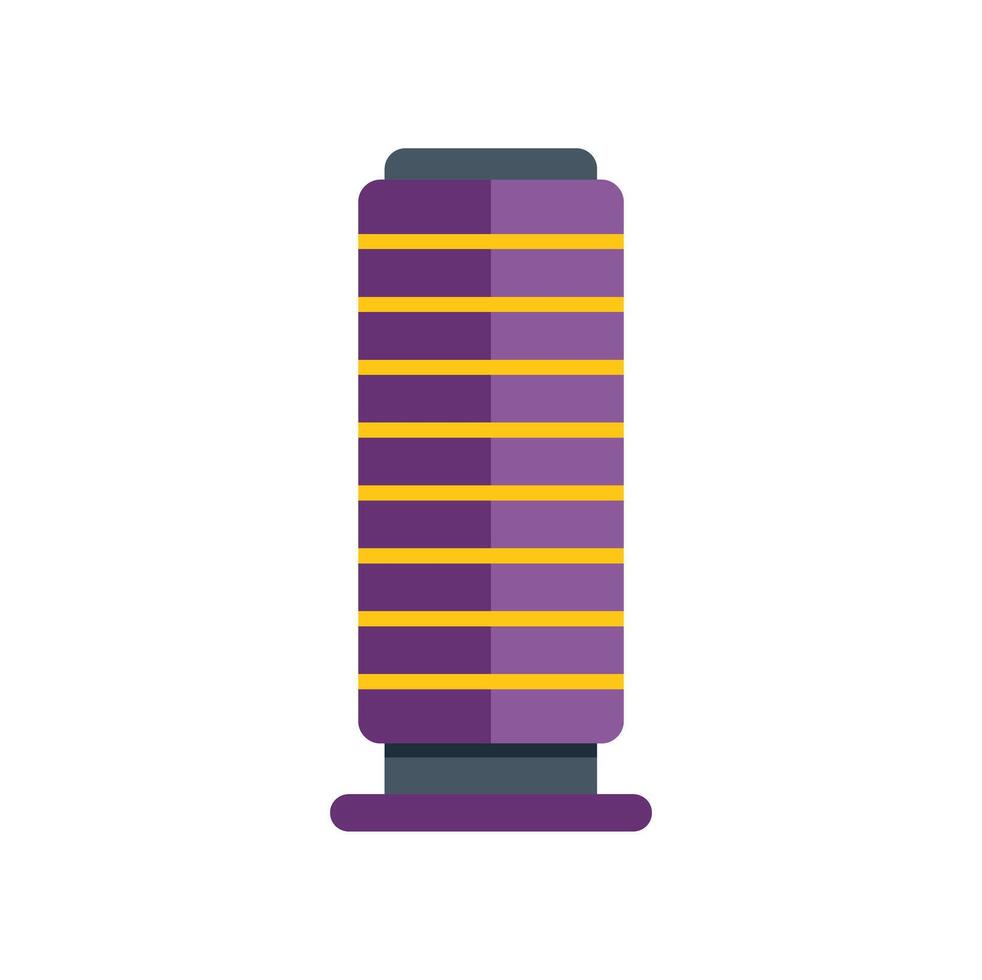 Modern round skyscraper standing tall with purple and yellow stripes vector