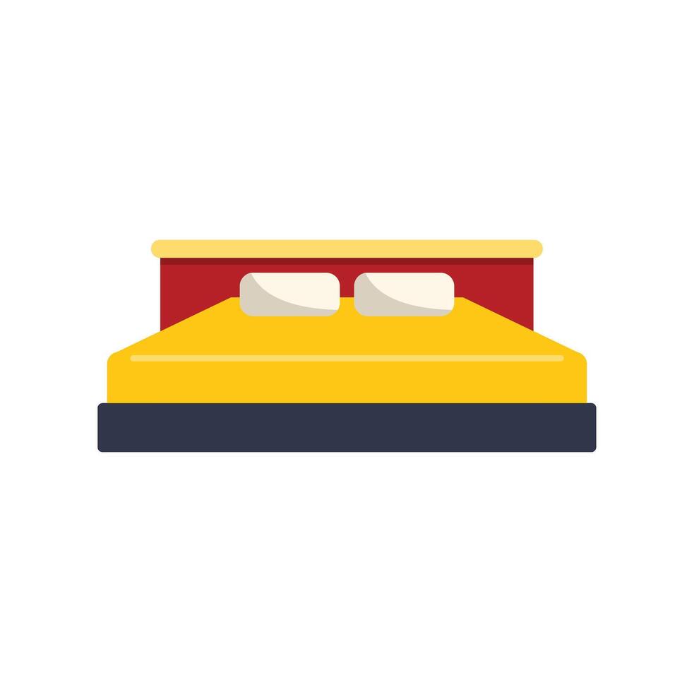Comfortable double bed with yellow sheets and pillows inviting relaxing sleep vector