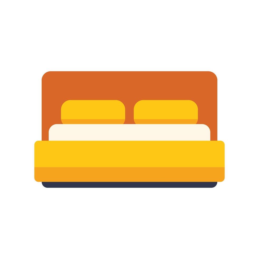 Double bed with yellow sheets and pillows and orange headboard representing rest and relaxation vector