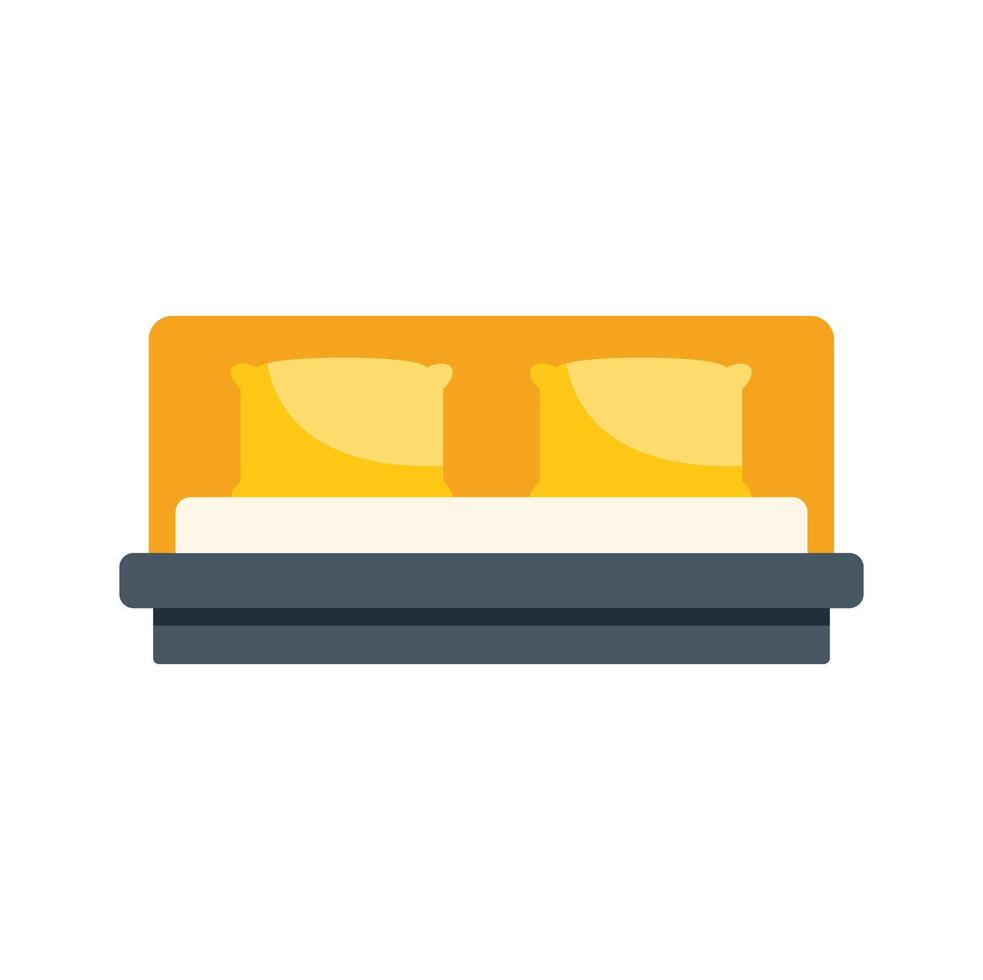 Comfortable double bed with yellow pillows and headboard inviting relaxing sleep vector