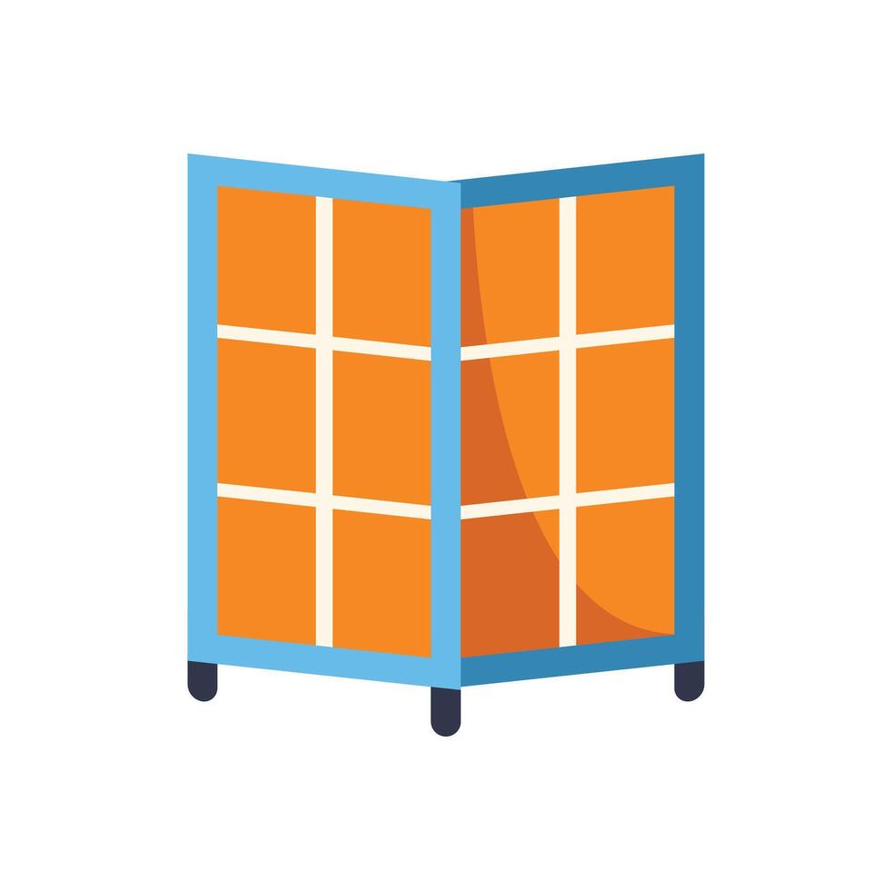 Folding room divider creating privacy and separating spaces vector