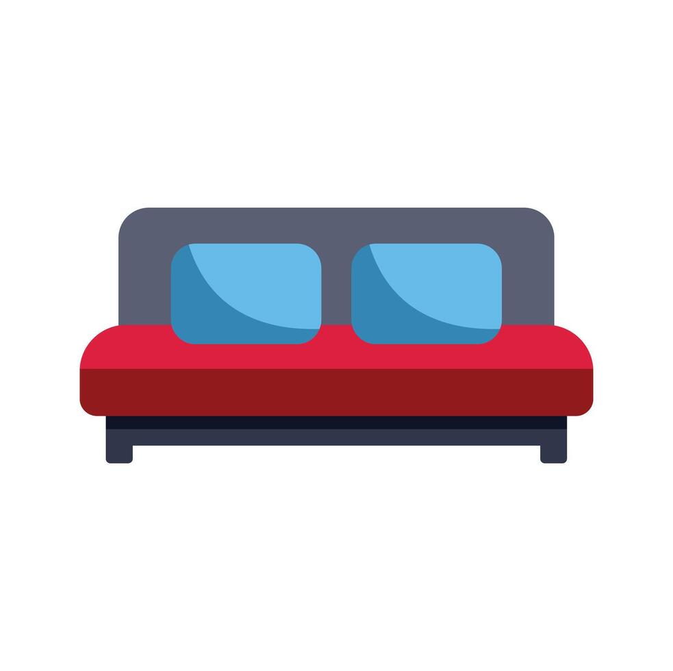 Comfortable double bed with two pillows and red sheets inviting relaxing sleep vector