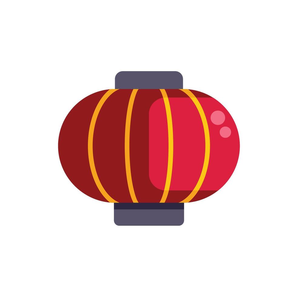 Round red paper lantern with gold stripes celebrating lunar new year vector
