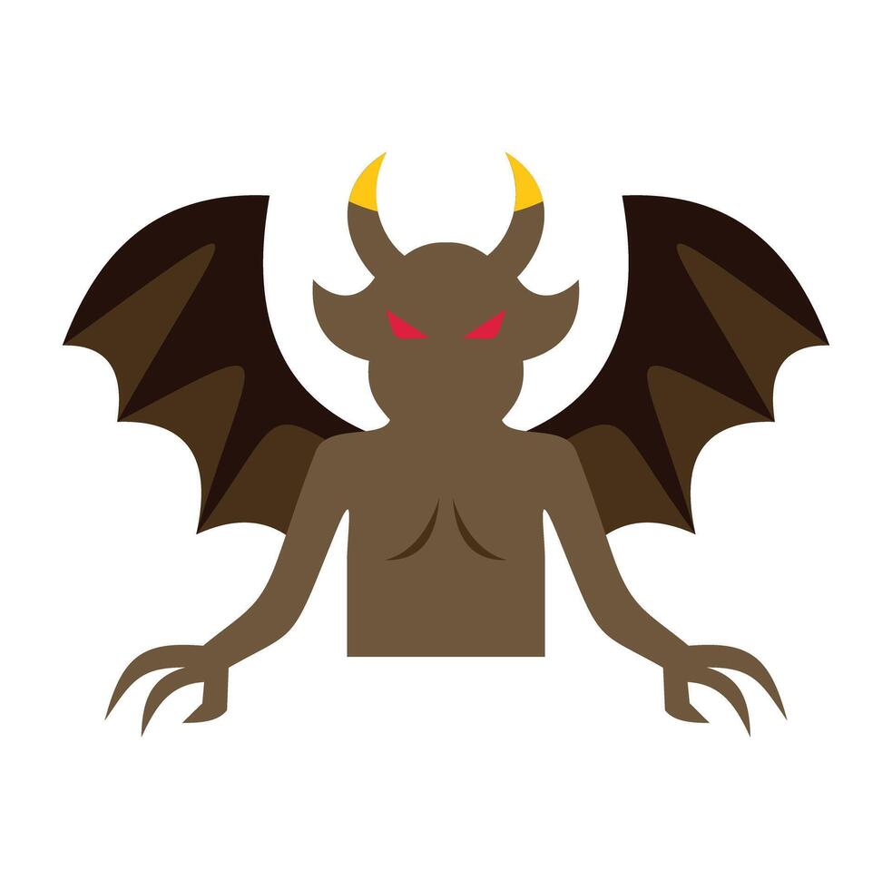 Scary devil character showing claws and spreading wings vector