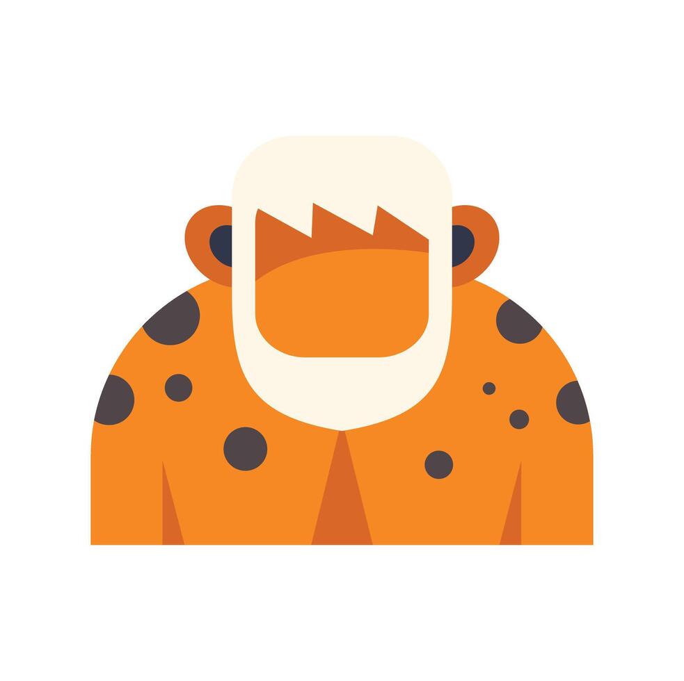 Prehistoric caveman wearing animal skin and showing his orange body and white beard vector
