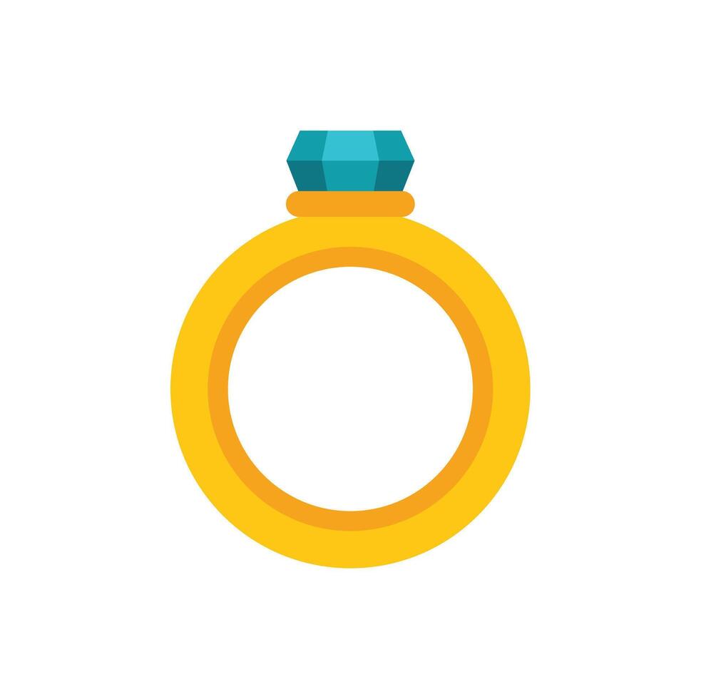 Gold ring with light blue gemstone shining brightly vector