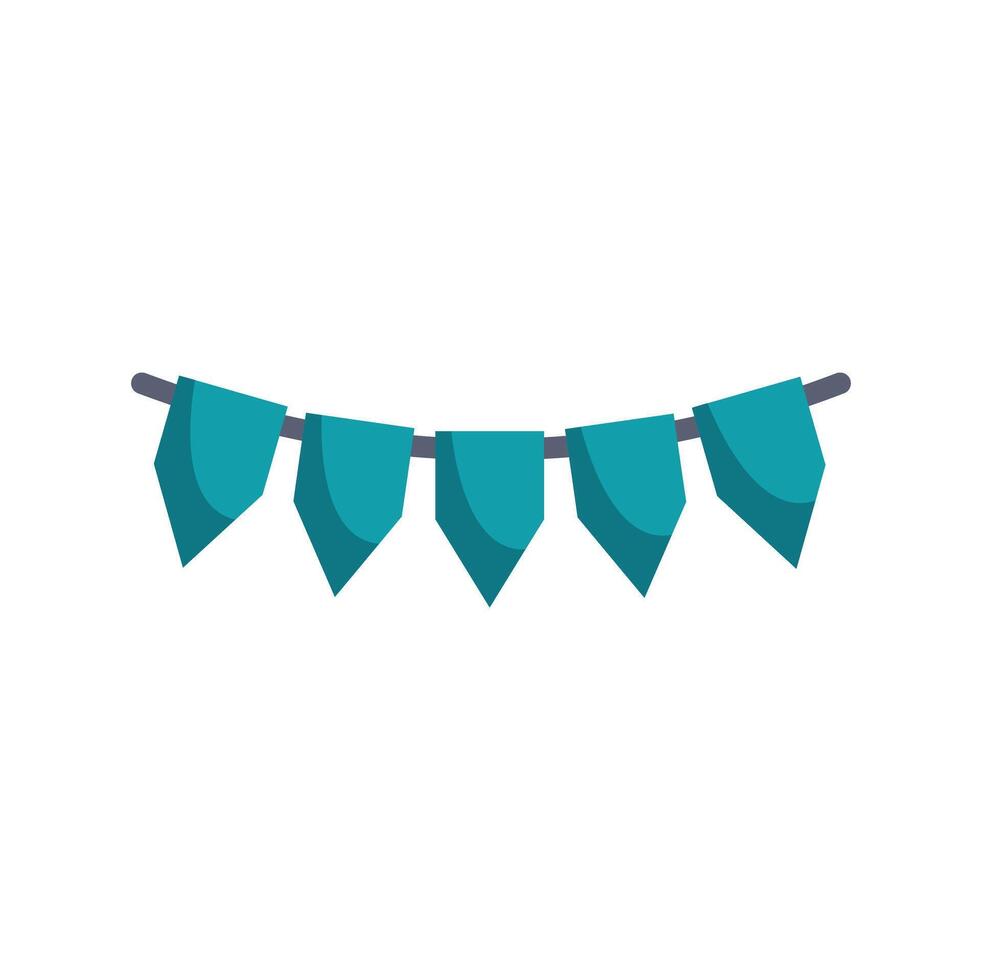 Teal party flags hanging on a string celebrating a festive occasion vector