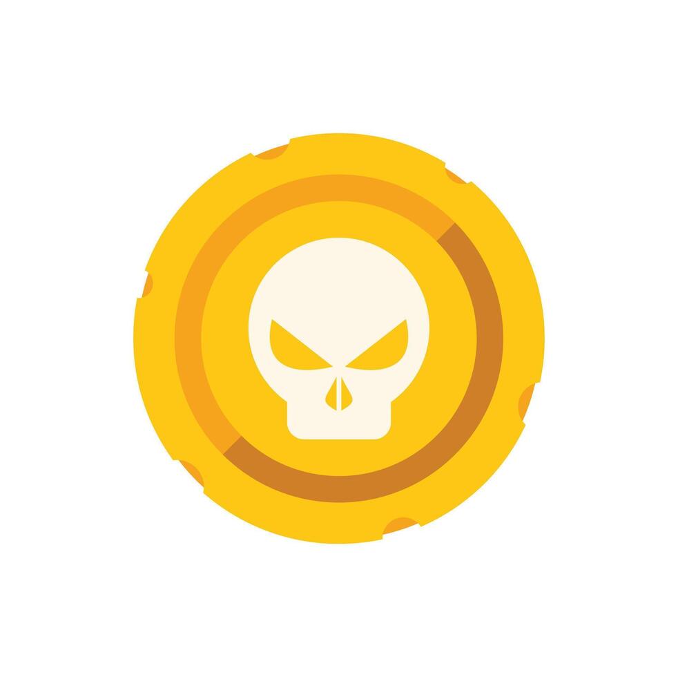 Golden pirate coin showing skull and crossbones symbol is representing danger and wealth vector