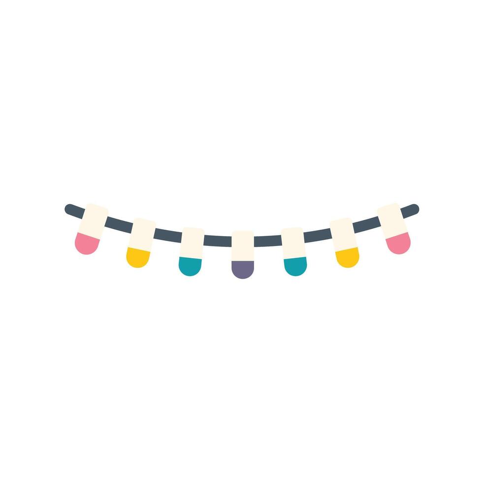 Colorful festive bunting hanging on a string, celebrating special occasions vector