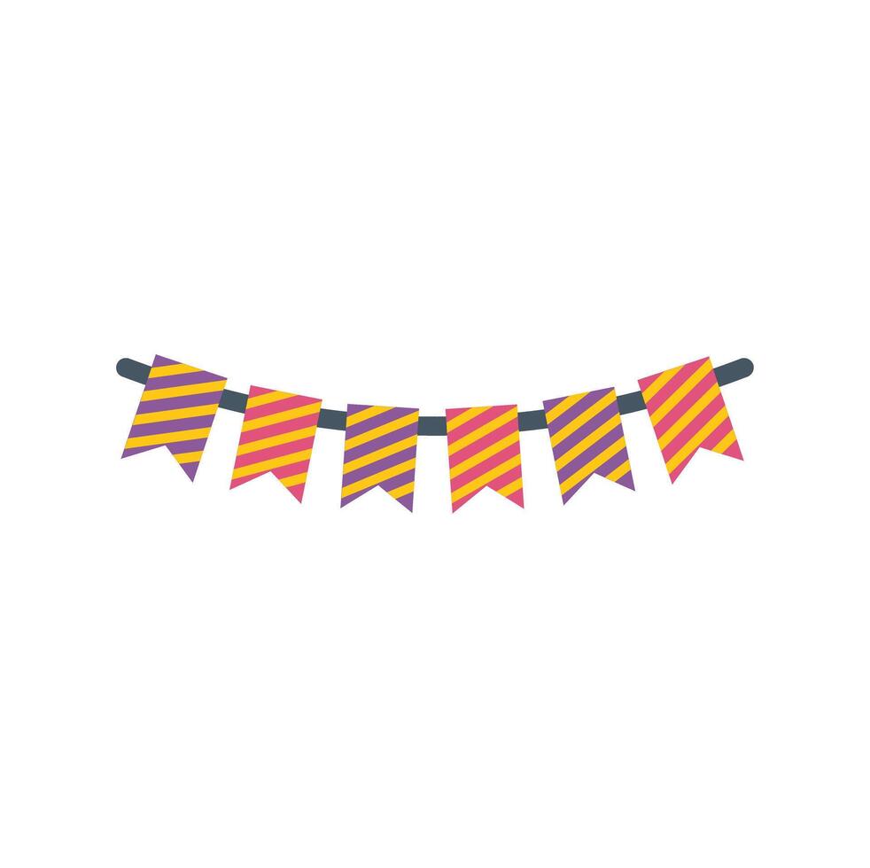Colorful festive flags hanging on a string creating a festive atmosphere vector