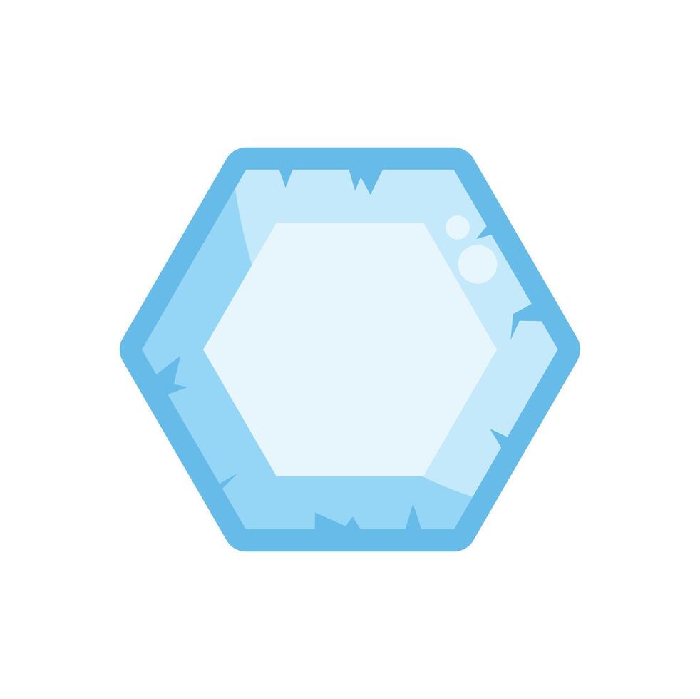 Light blue hexagonal ice crystal representing coldness and winter vector