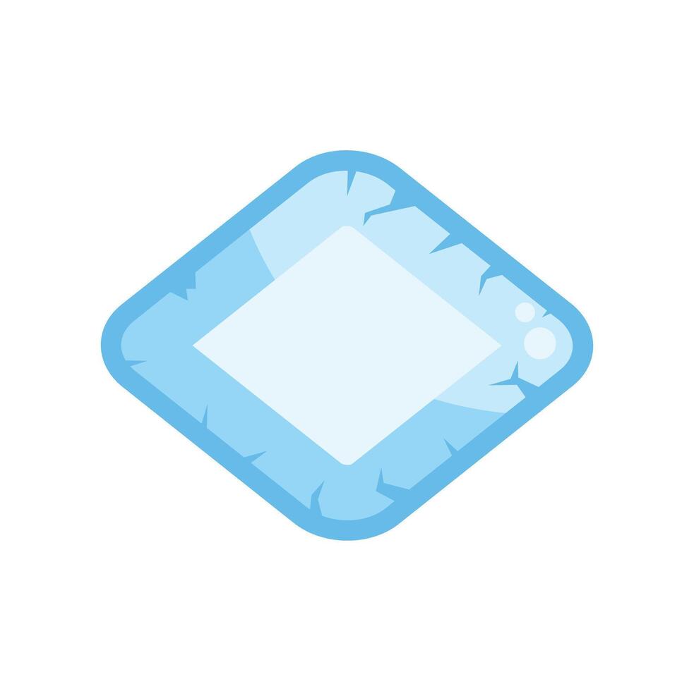 Light blue frozen square with cracks creating a frame effect vector