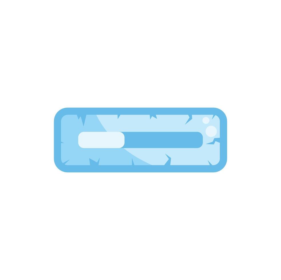 Blue loading bar with ice effect for games and apps vector