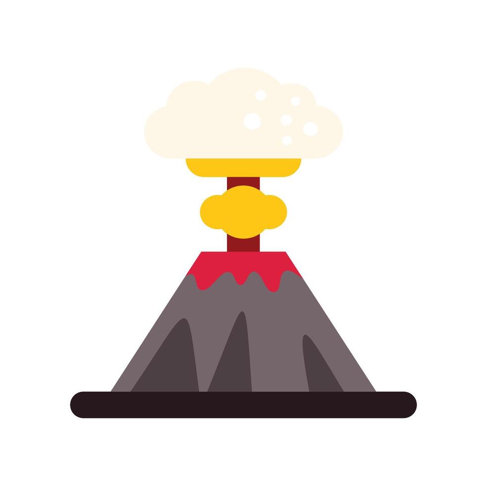 Volcano erupting with smoke and lava in flat design vector