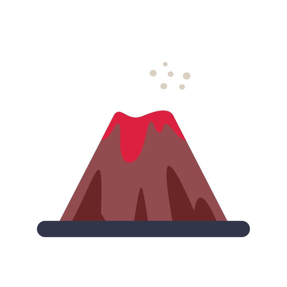 Colorful volcano erupting with smoke and lava vector