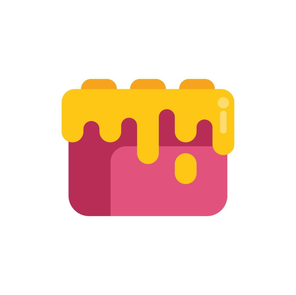Delicious cake being covered with melted cheese, minimalist illustration vector