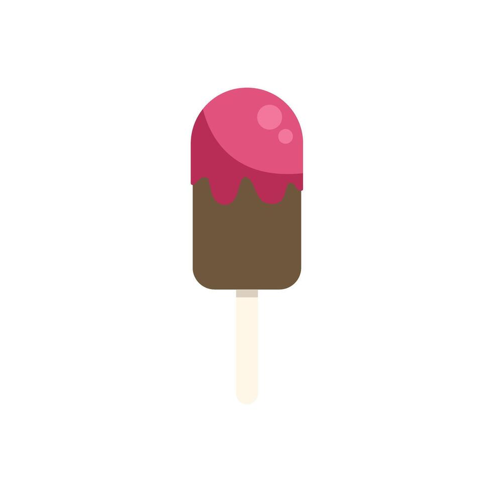 Chocolate popsicle dripping with pink strawberry glaze on white background vector