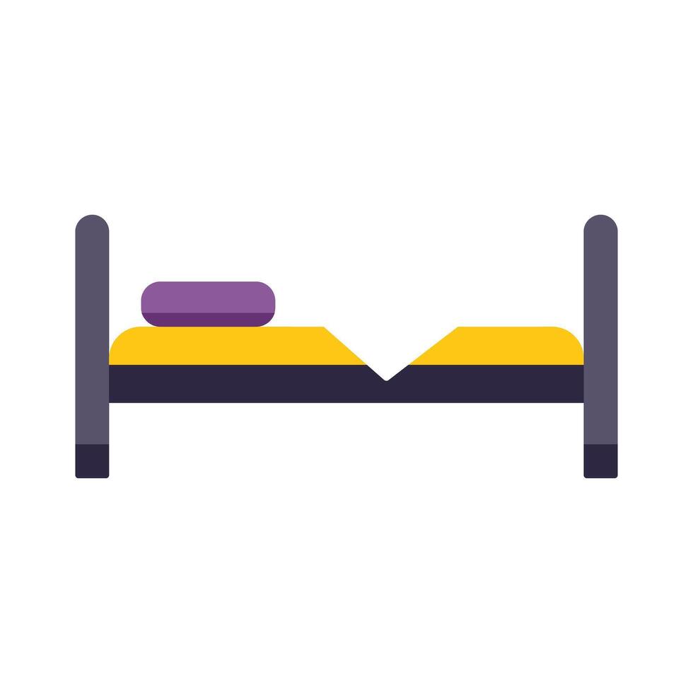 Empty bed showing impression of sleeping person with purple pillow vector