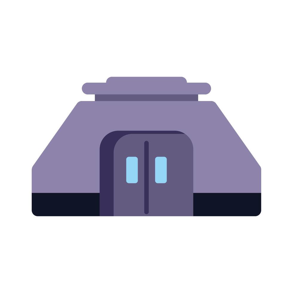 Futuristic underground bunker protecting from nuclear fallout with closed double door vector