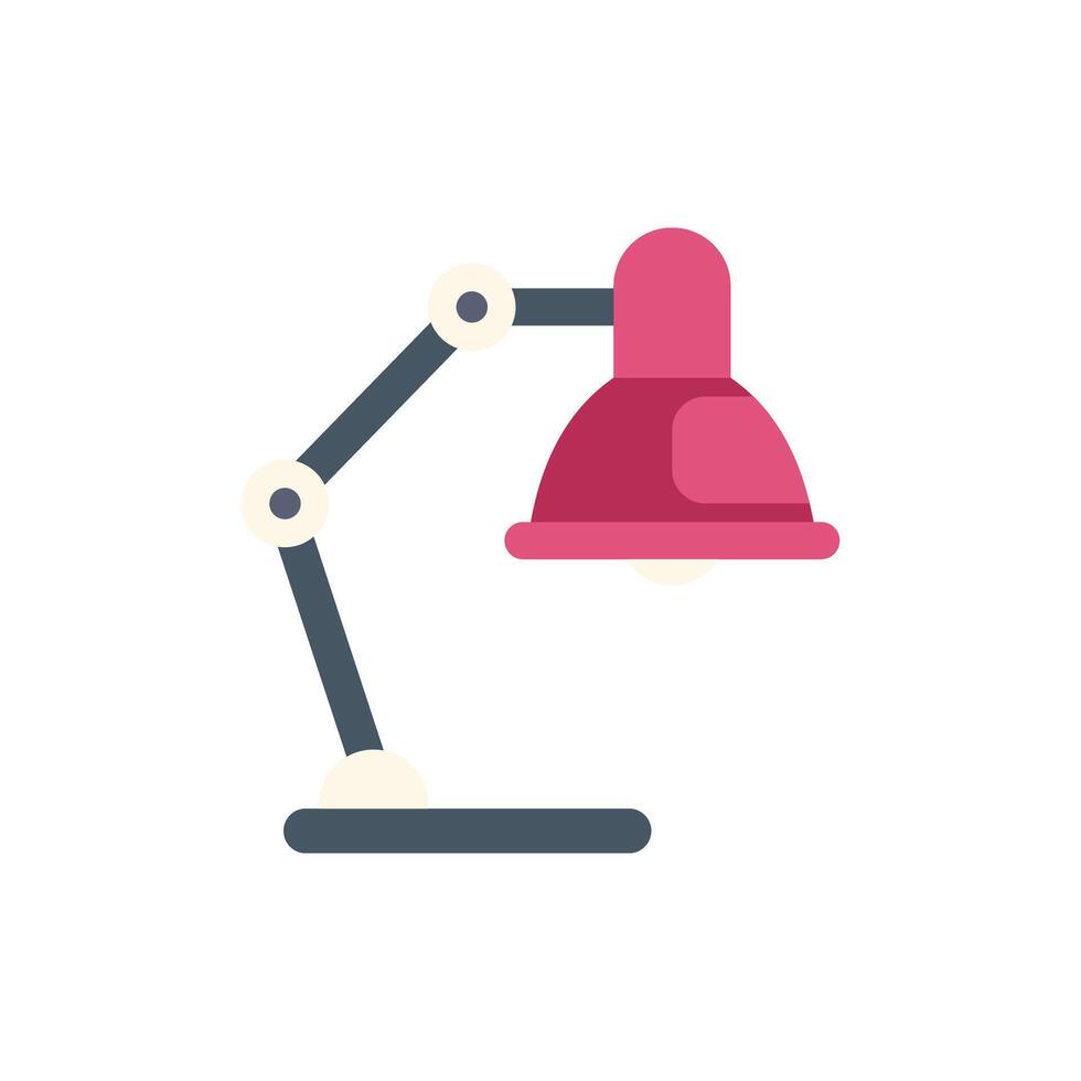 Pink desk lamp providing light for studying or working vector