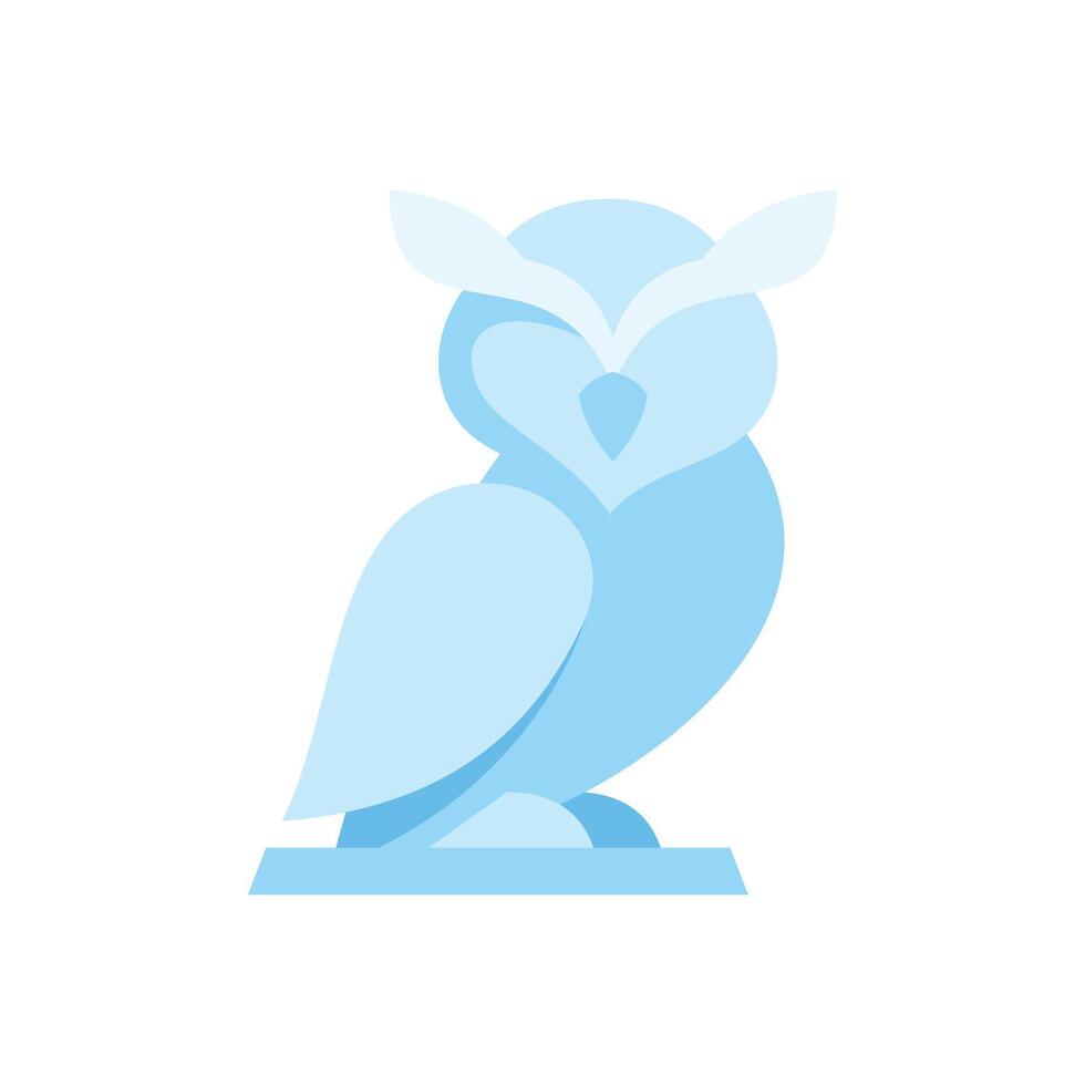 Light blue minimalist owl sitting on perch vector