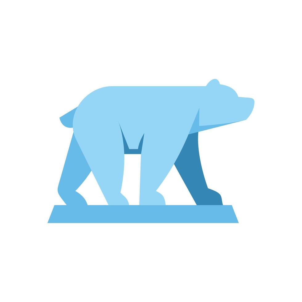 Polar bear walking on ice floe, geometric illustration vector