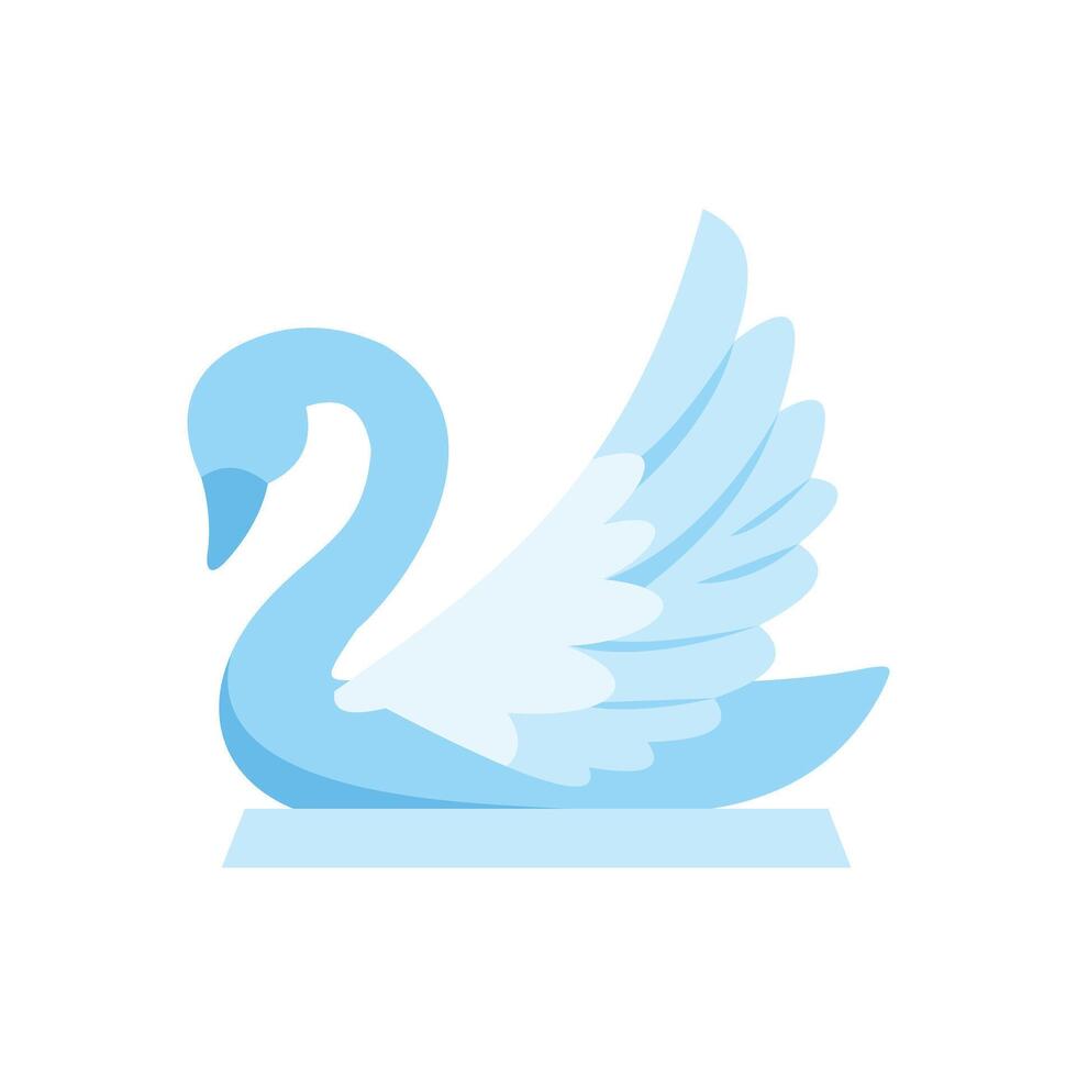 Light blue swan showing slightly open wings on a pedestal vector