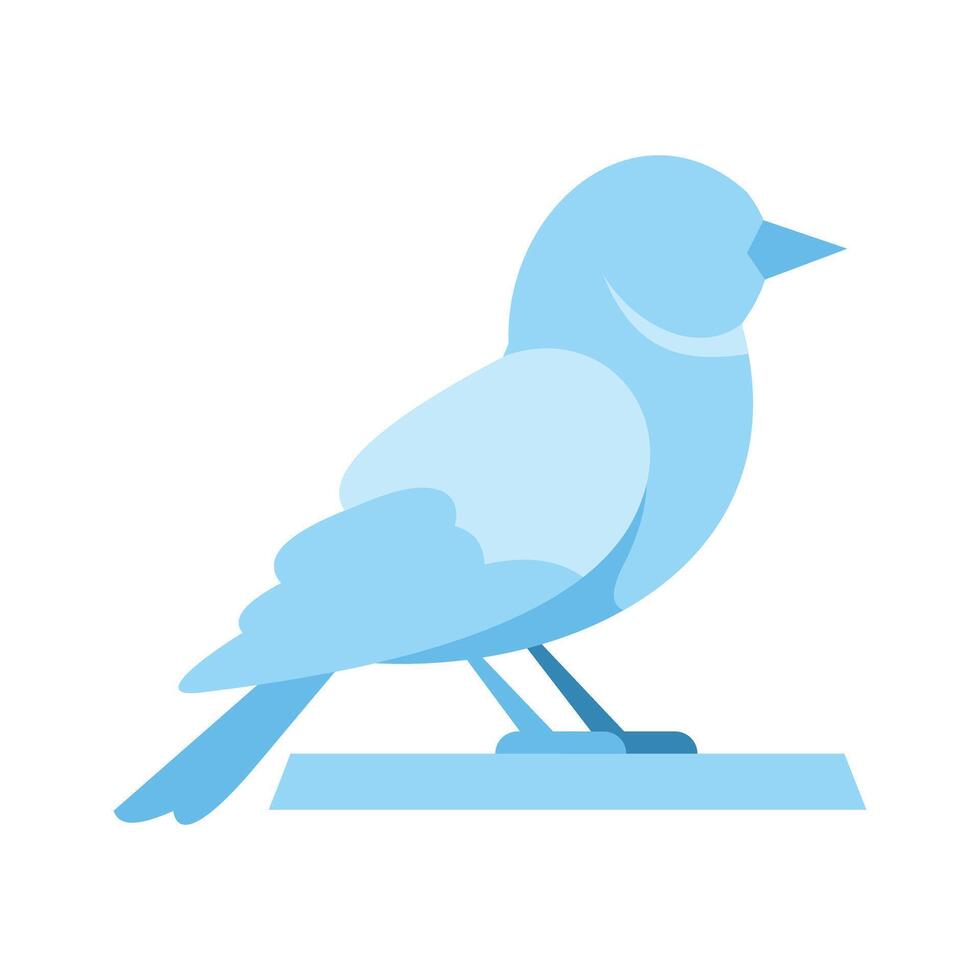 Light blue bird standing on a perch, minimalist illustration vector