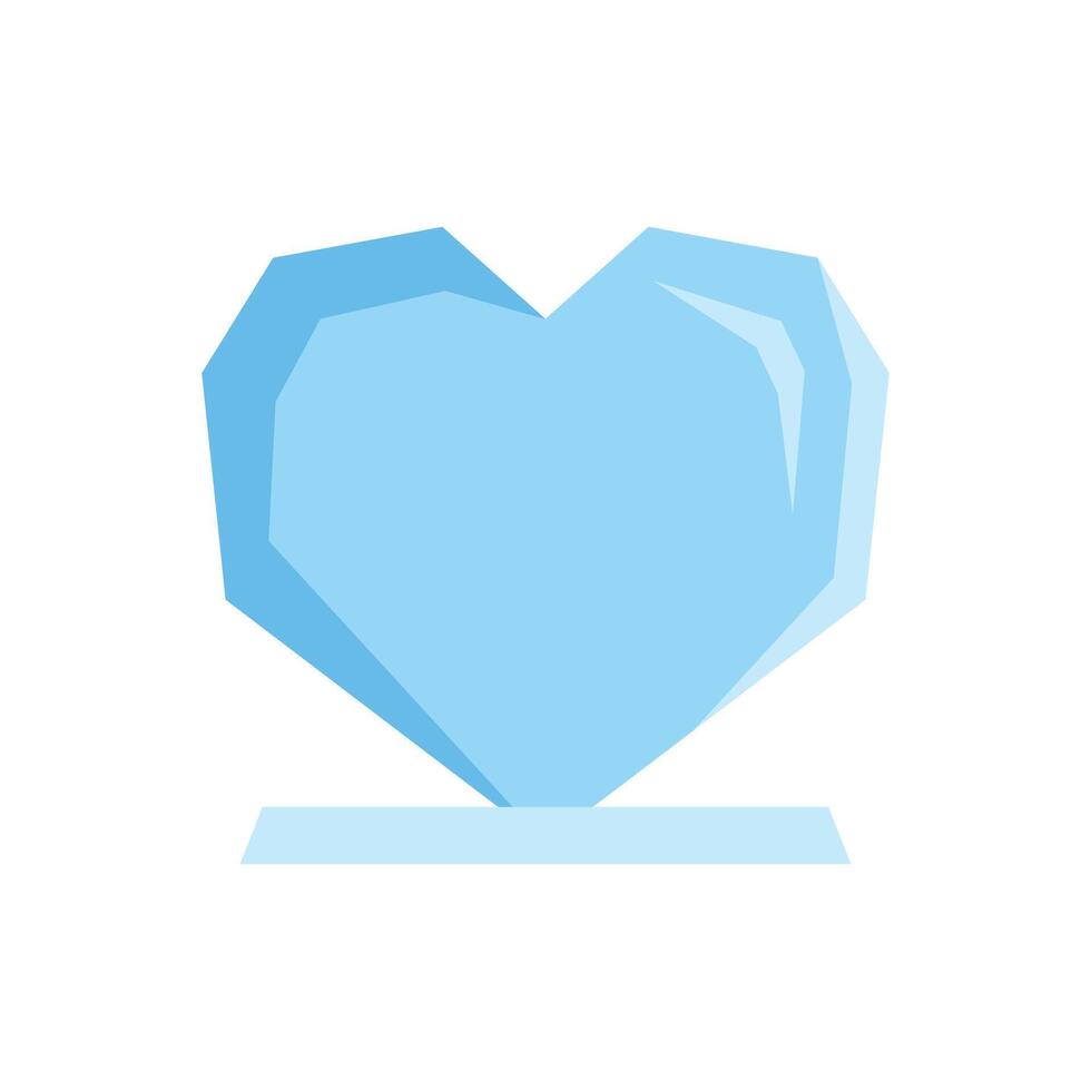 Light blue polygonal heart representing love and affection vector