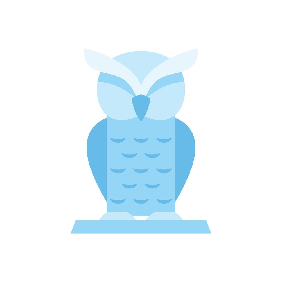 Light blue owl standing on a perch, minimalist illustration vector