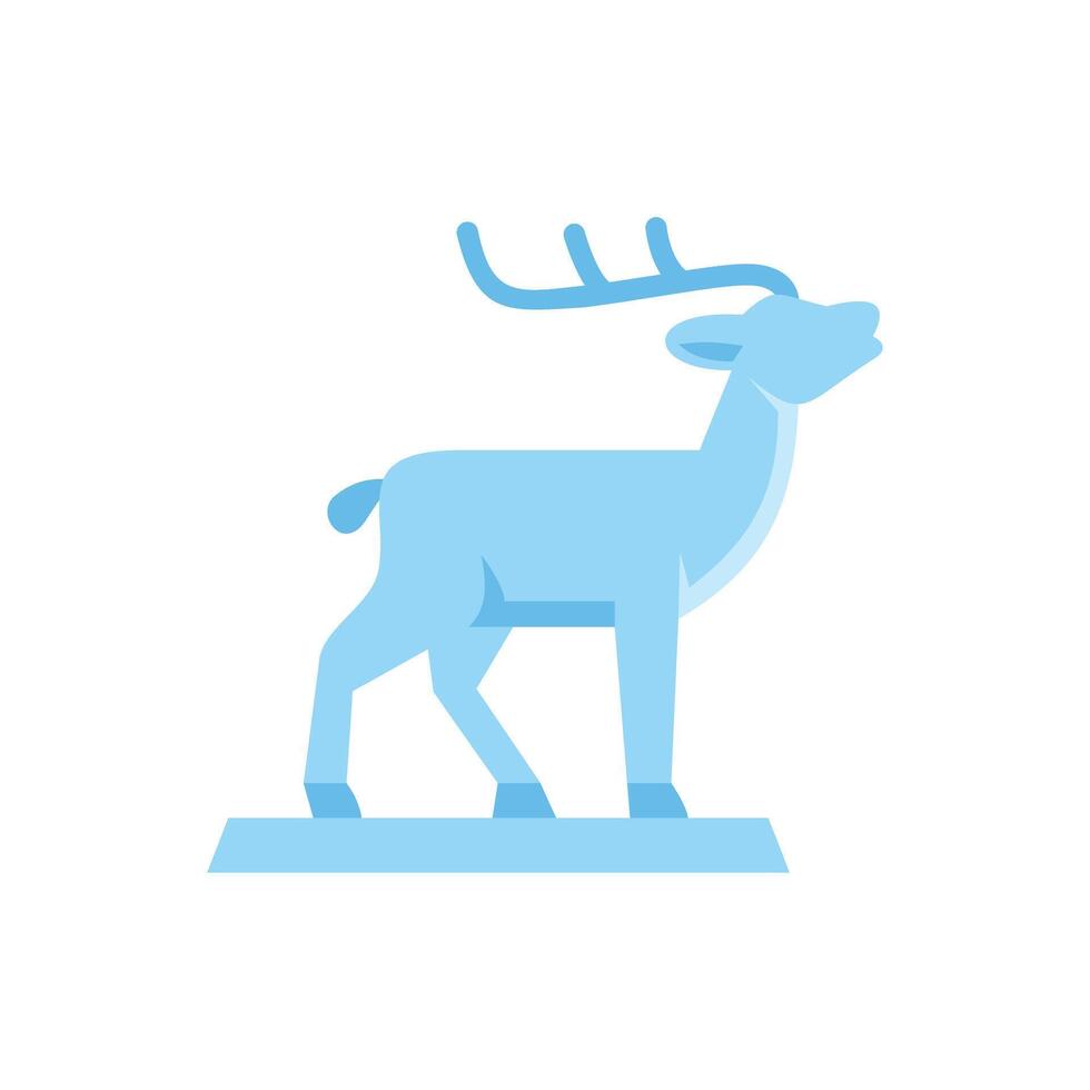 Light blue deer standing and looking up in minimalist style vector