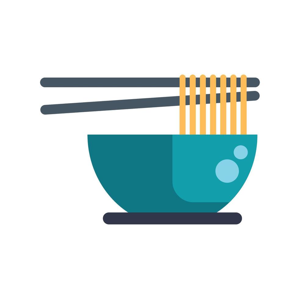 Chopsticks lifting noodles from bowl of ramen or asian soup vector