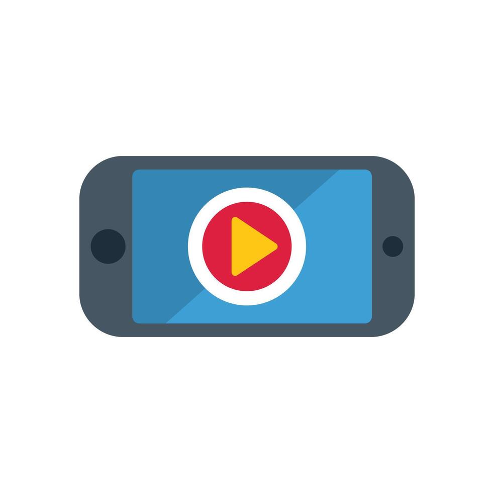 Smartphone showing play button for playback vector