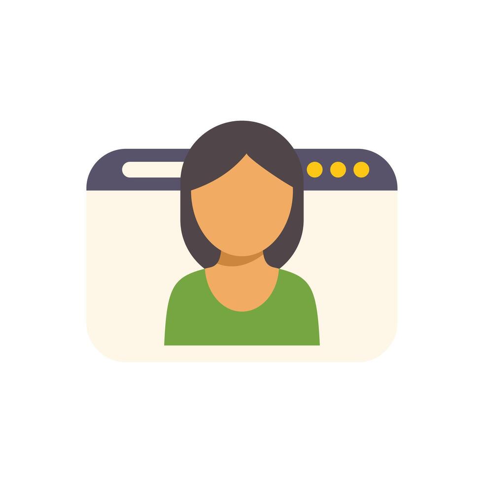 Woman showing in web browser window user profile interface vector
