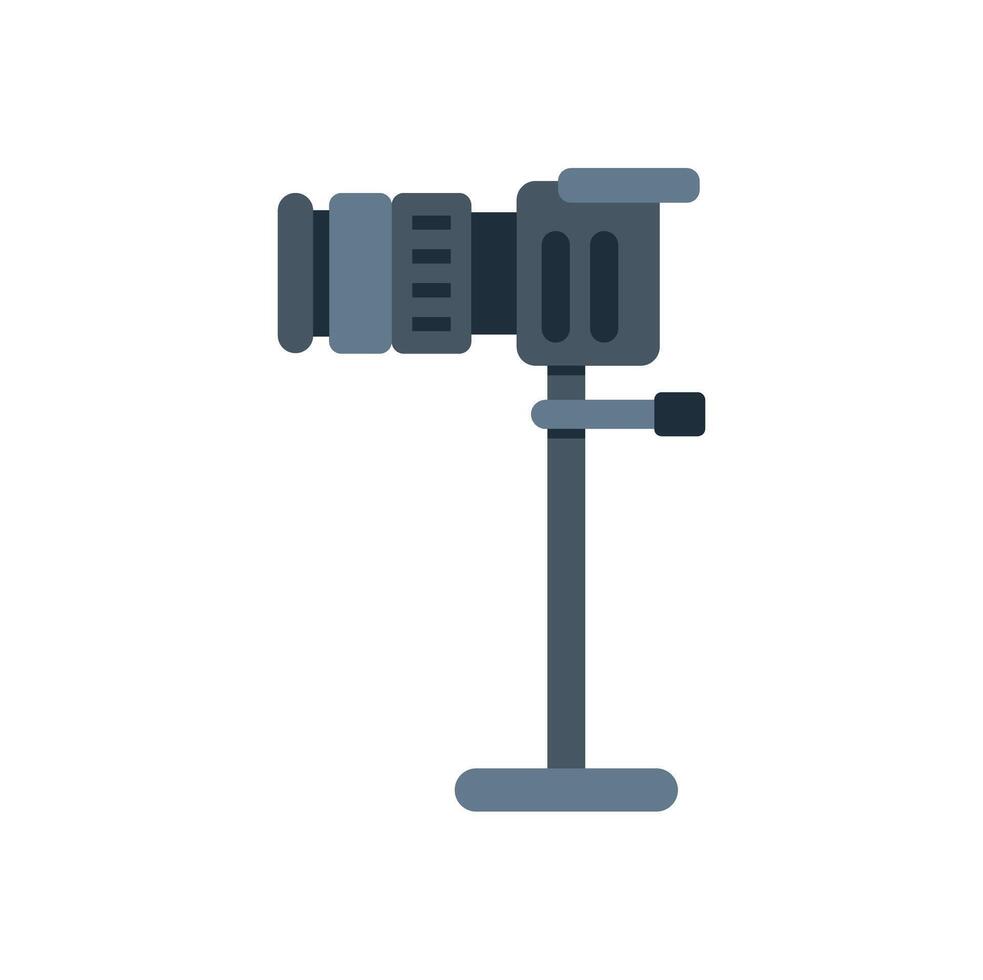 Professional digital camera on tripod stand recording vector