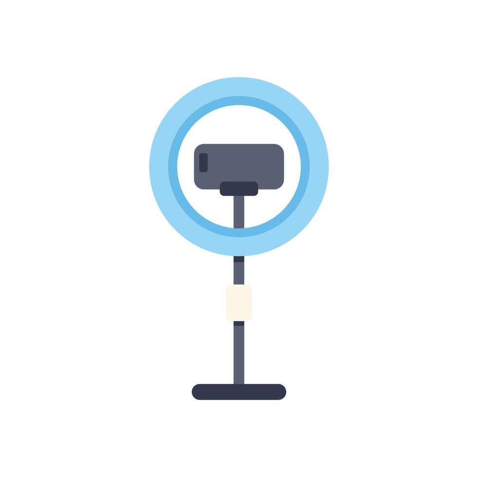 Ring light with smartphone for streaming and online content creation vector