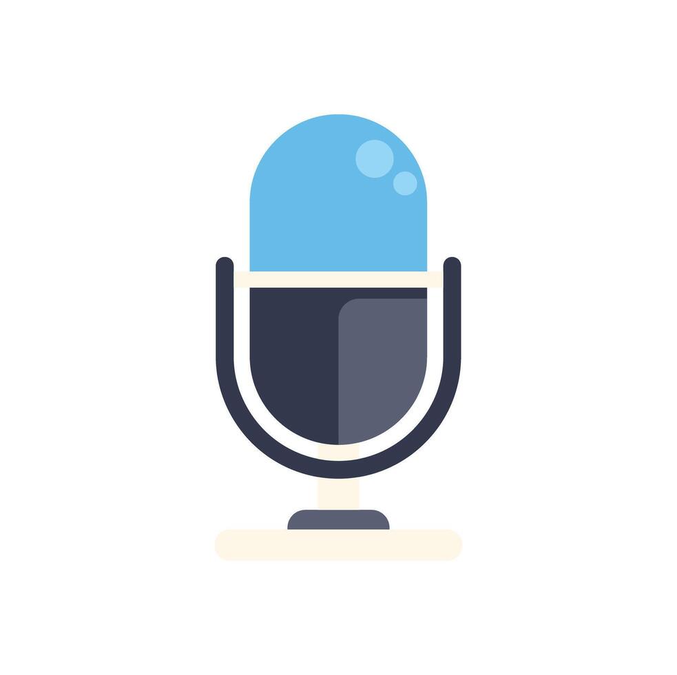Blue microphone broadcasting audio content for podcast or radio show vector