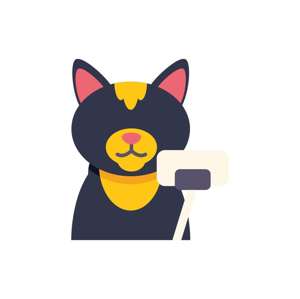 Black cat holding blank sign with copy space for pet related content vector