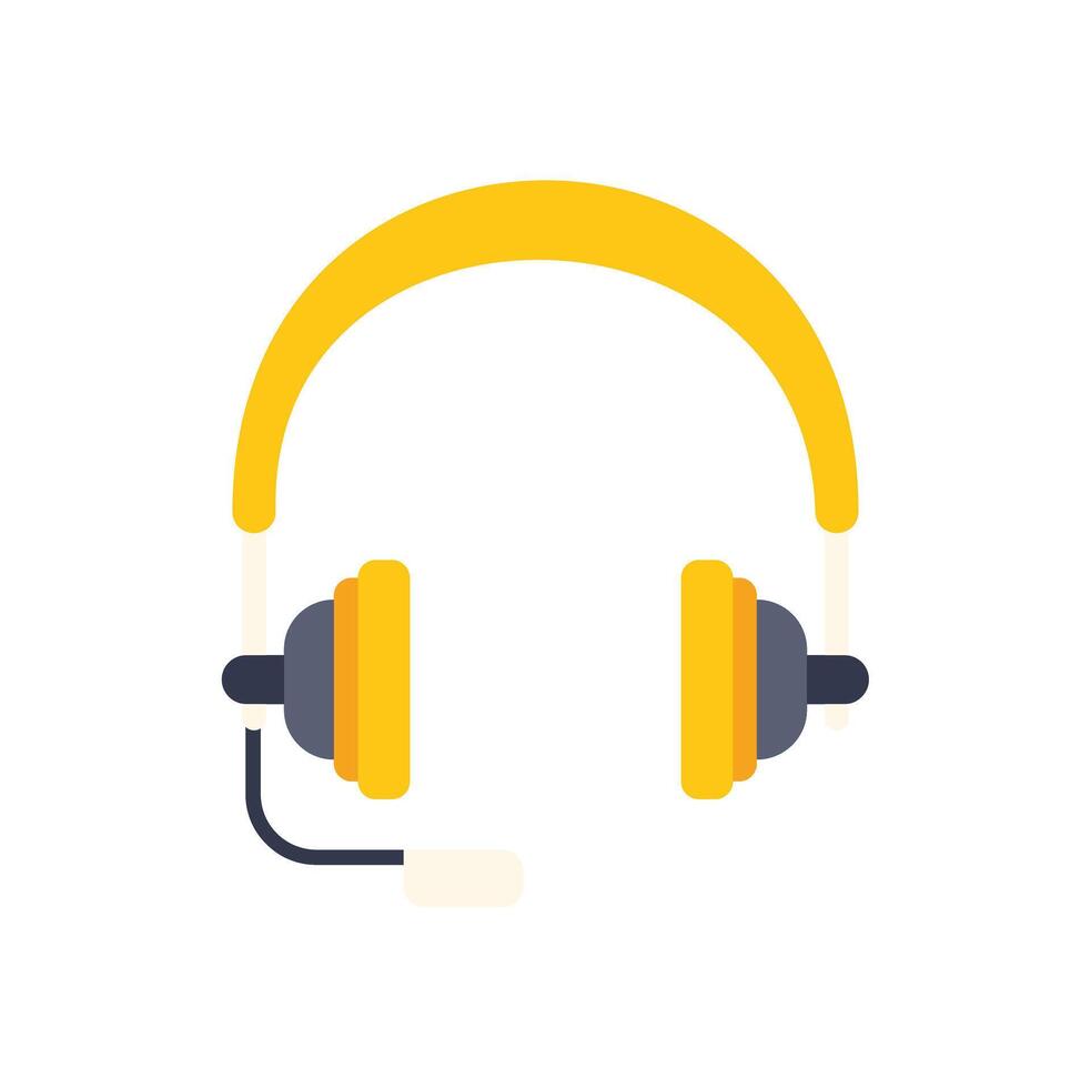 Yellow headset with microphone on white background vector
