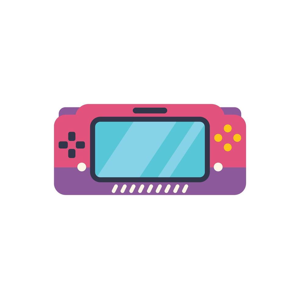 Pink and purple handheld gaming console showing blank screen vector