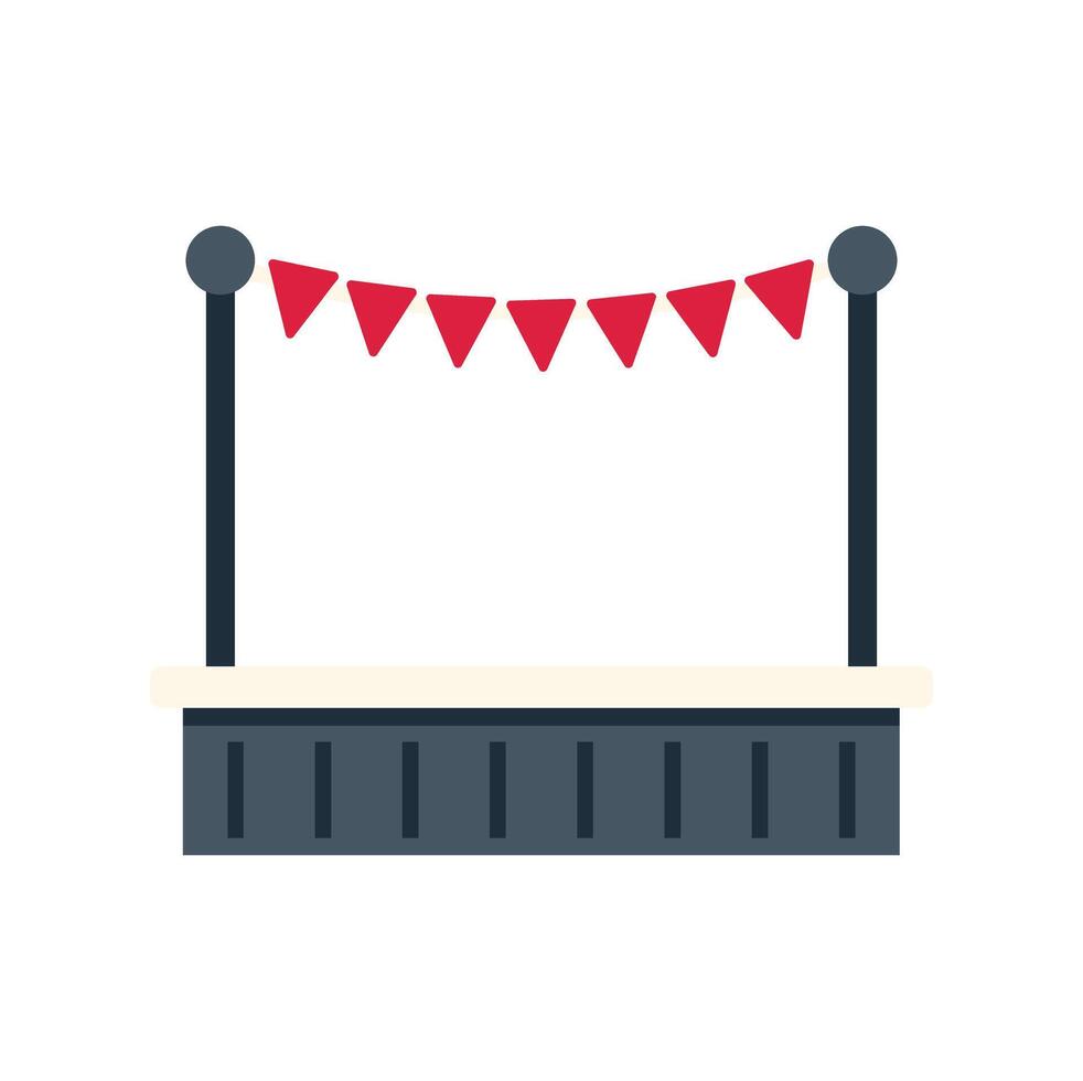 Outdoor stage decorated with red bunting flags for event vector