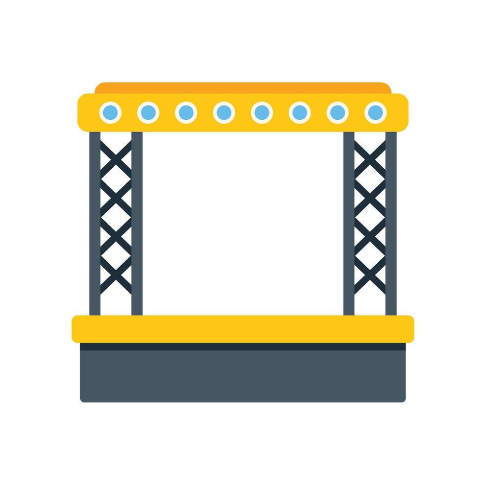 Empty podium stage with spotlights and metal supports vector