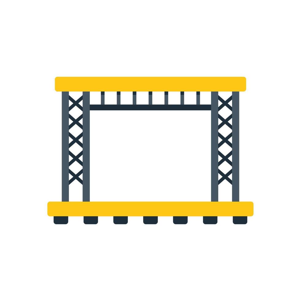 Empty metal scaffolding stage structure on white background vector
