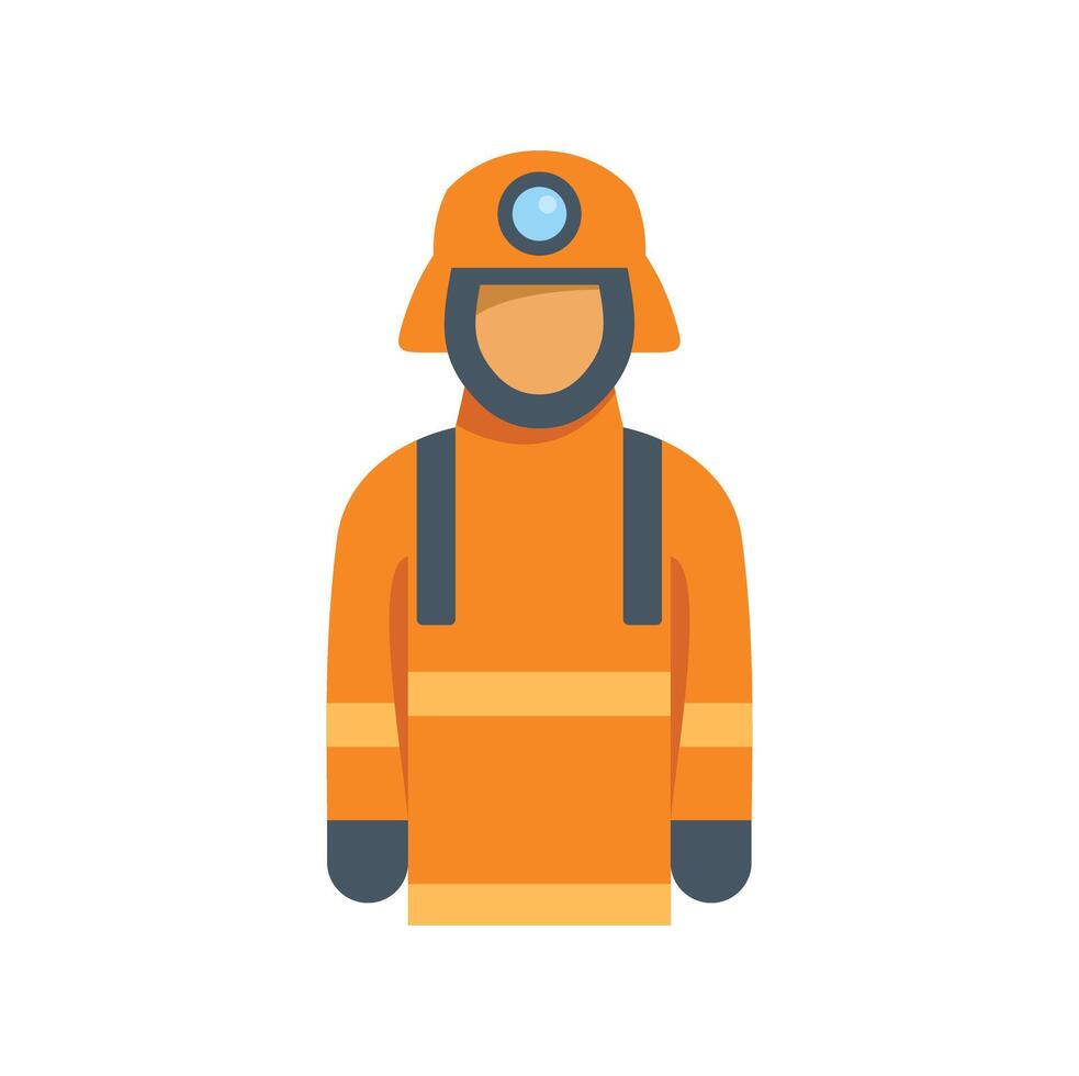 Firefighter wearing protective gear and helmet with flashlight vector