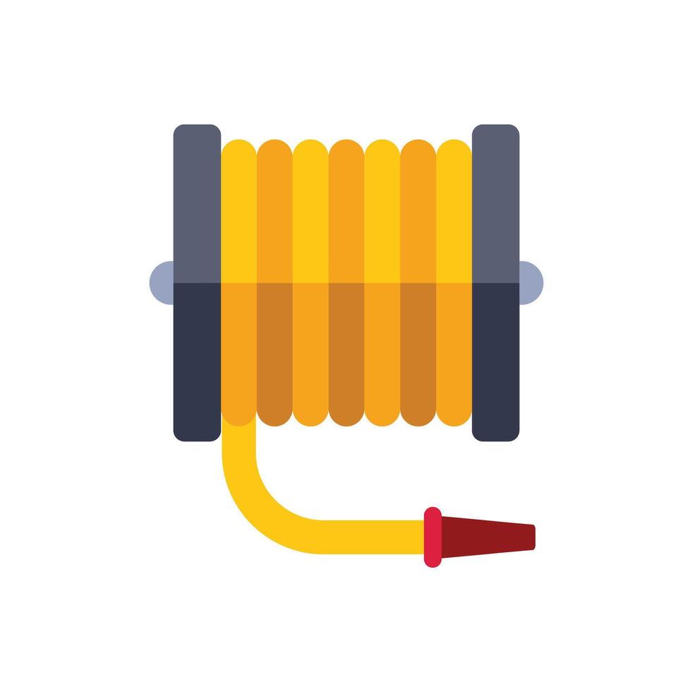 Yellow fire hose rolled up for firefighting and emergency rescue vector